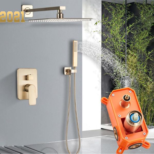 brushed gold bathroom shower set rainfall head single handle faucet wall mounted bath mixer water sets
brushed gold bathroom shower set rainfall head single handle faucet wall mounted bath mixer water sets