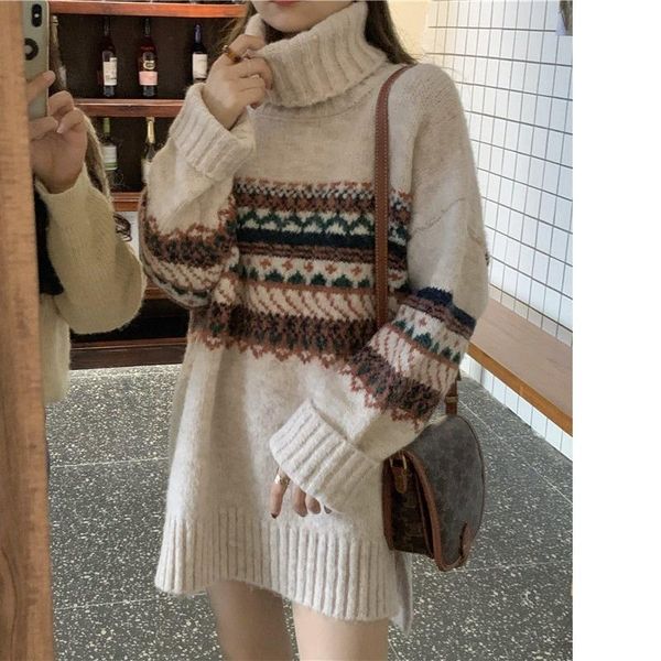 women's sweaters high neck sweater 2021 autumn and winter chic korean style thickened warm medium long top, White;black
women's sweaters high neck sweater 2021 autumn and winter chic korean style thickened warm medium long top, White;black