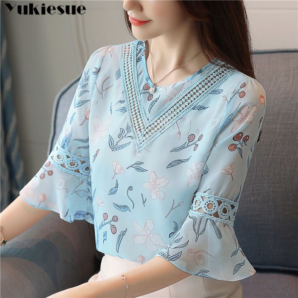 fashion print chiffon blouse women shirt flare sleeve summer hollow blouses shirts blusas plus size 210518, White
fashion print chiffon blouse women shirt flare sleeve summer hollow blouses shirts blusas plus size 210518, White