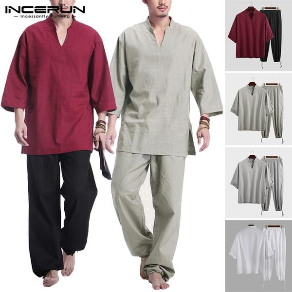 men's tracksuits incerun chinese style men sets cotton vintage v neck long sleeve casual pants 2 pieces leisure suits s-5xl 202, Gray
men's tracksuits incerun chinese style men sets cotton vintage v neck long sleeve casual pants 2 pieces leisure suits s-5xl 202, Gray