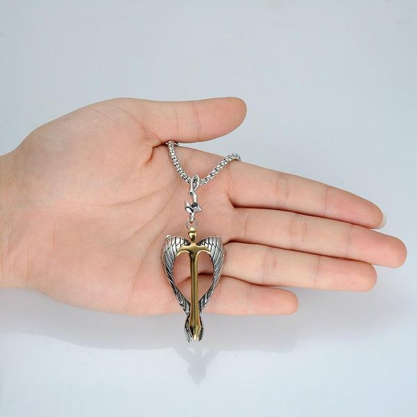 pendant necklaces wt-ren004 classic stainless steel wing sword cross necklace men's fashion jewerly, Silver
pendant necklaces wt-ren004 classic stainless steel wing sword cross necklace men's fashion jewerly, Silver