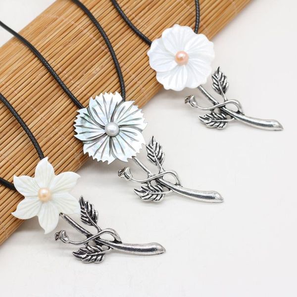 pendant necklaces natural shell alloy necklace with carved lifelike lovely flower shapes pendants for men women charm jewelry gift 30x70mm, Silver
pendant necklaces natural shell alloy necklace with carved lifelike lovely flower shapes pendants for men women charm jewelry gift 30x70mm, Silver