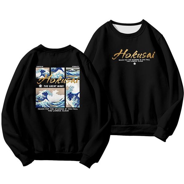 men's hoodies & sweatshirts japanese print ukiyoe waves o-neck 3d pullover fashion men women capless sweatshirt long sleeve harajuku h, Black 
men's hoodies & sweatshirts japanese print ukiyoe waves o-neck 3d pullover fashion men women capless sweatshirt long sleeve harajuku h, Black