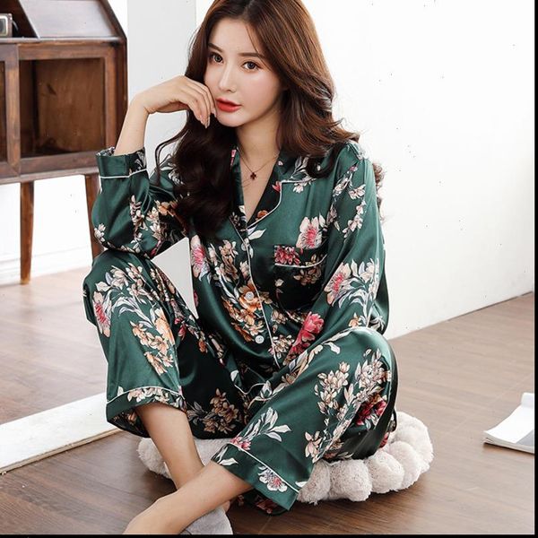 2pcs pajama sets satin womens sleepwears silk long sleeve underwear nightdress lingerie robes casual nighties clothing plus size sleepwear, Black;red 
2pcs pajama sets satin womens sleepwears silk long sleeve underwear nightdress lingerie robes casual nighties clothing plus size sleepwear, Black;red