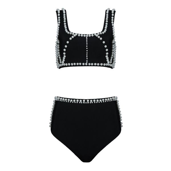 bandage set suit black women summer autumn arrival beading bikini 2 piece ladies clothes 210515, White
bandage set suit black women summer autumn arrival beading bikini 2 piece ladies clothes 210515, White