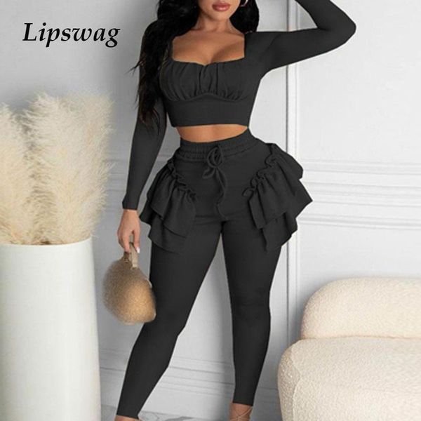 women's two piece pants 2021 autumn women solid outfits elegant strapless long sleeve and double ruffle drawstring suits female casual, White
women's two piece pants 2021 autumn women solid outfits elegant strapless long sleeve and double ruffle drawstring suits female casual, White