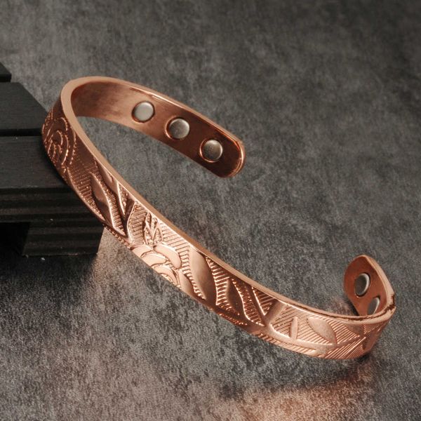 vinterly magnetic bracelet copper adjustable cuff copper bracelets bangles women men energy bracelet pain relief for arthritis q0717, Black