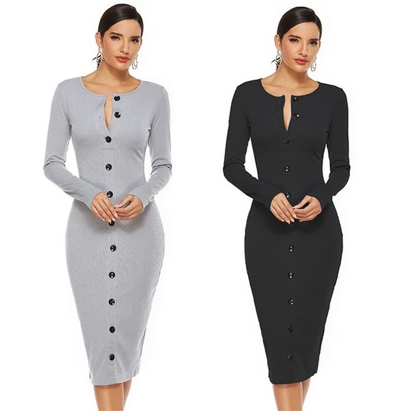 women midi sweater dress autumn winter button long sleeve slim bodycon black pencil office lady es robe 210520, Black;gray
women midi sweater dress autumn winter button long sleeve slim bodycon black pencil office lady es robe 210520, Black;gray