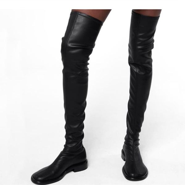 boots wholesale big round toe low chunky heel stretch fabric over knee high black thigh
boots wholesale big round toe low chunky heel stretch fabric over knee high black thigh