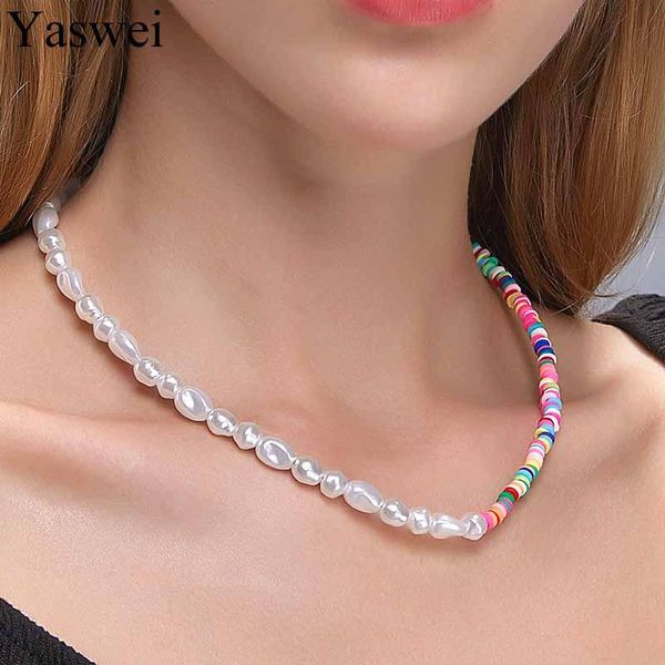 pendant necklaces 2021 fashion white imitation pearl choker necklace for women colorful polymer clay beads collar boho handmade lady jewelry, Silver
pendant necklaces 2021 fashion white imitation pearl choker necklace for women colorful polymer clay beads collar boho handmade lady jewelry, Silver