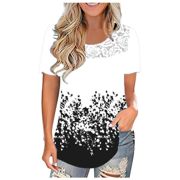 women's blouses & shirts women floral print lace splicing blouse o-neck short sleeve tunic leisure plus size summer clothing, White
women's blouses & shirts women floral print lace splicing blouse o-neck short sleeve tunic leisure plus size summer clothing, White