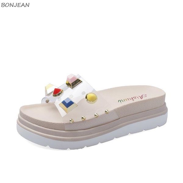 summer womne's slippers fashion transparent colored plastic rivet decoration thick bottom ladies slides flat women, Black
summer womne's slippers fashion transparent colored plastic rivet decoration thick bottom ladies slides flat women, Black