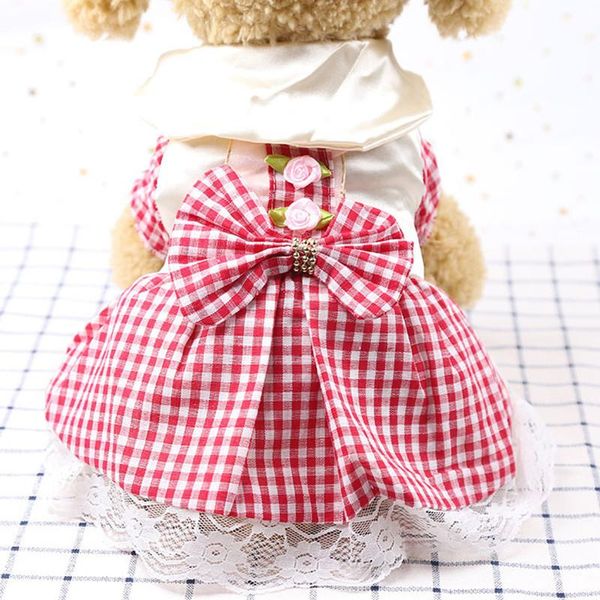spring and summer pet supplies dog cat clothes plaid skirt apparel