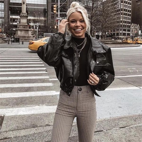 women's jackets woman cool black oversized snake leather jacket 2021 winter casual female loose warm pu ladies streetwear thick outwear, Black;brown
women's jackets woman cool black oversized snake leather jacket 2021 winter casual female loose warm pu ladies streetwear thick outwear, Black;brown