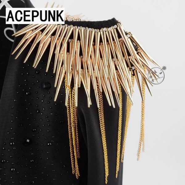 pins, brooches 2021 fashion men shoulder epaulet party rivet punk accessories kpop handmade fringed pikes brooch tassel metal epaulette, Gray
pins, brooches 2021 fashion men shoulder epaulet party rivet punk accessories kpop handmade fringed pikes brooch tassel metal epaulette, Gray