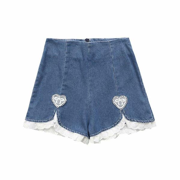 women's shorts 2021 fashion denim summer women high waist heart shape lace stitching sweet short pants elegant chic lady jeans, White;black
women's shorts 2021 fashion denim summer women high waist heart shape lace stitching sweet short pants elegant chic lady jeans, White;black