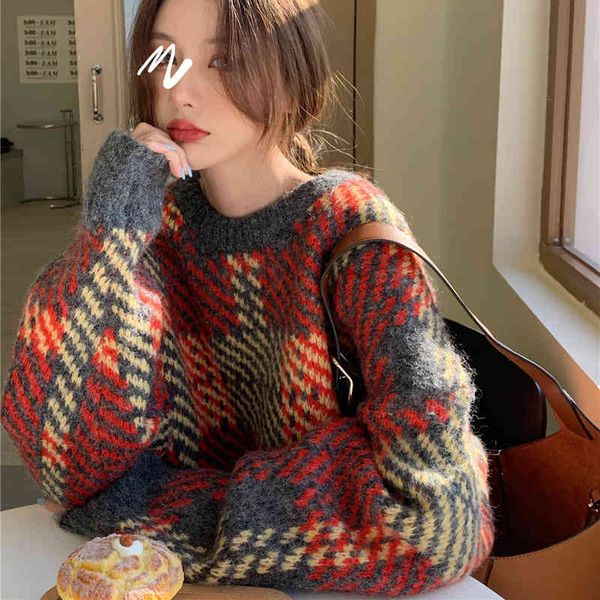women's sweaters female plaid sweater, casual thick retro shirt for autumn and winter tsj4, White;black
women's sweaters female plaid sweater, casual thick retro shirt for autumn and winter tsj4, White;black