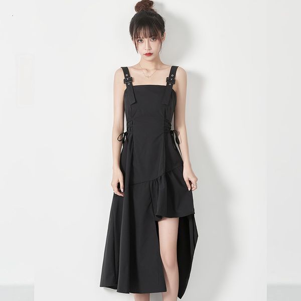 casual dresses women black summer spring fashion adjustable shoulder straps belt asymmetrical hem slim girl's female 4bif, Black;gray
casual dresses women black summer spring fashion adjustable shoulder straps belt asymmetrical hem slim girl's female 4bif, Black;gray