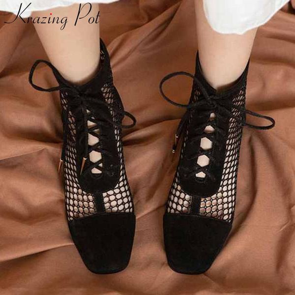 boots krazing pot internet fashion summer cow leather mesh square toe high heels women breathable lace up l9f2, Black
boots krazing pot internet fashion summer cow leather mesh square toe high heels women breathable lace up l9f2, Black