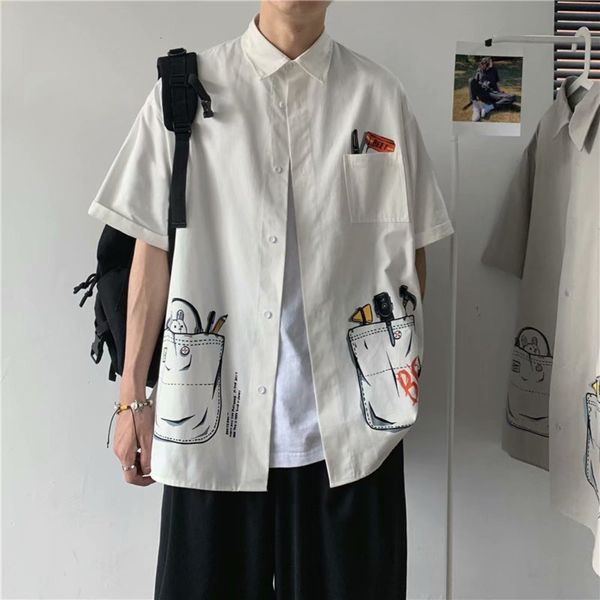 men's casual shirts shirtshort sleeve men's korean fashion student cartoon shirt 5-sleeve clothes summer coat handsome xr6k, White;black
men's casual shirts shirtshort sleeve men's korean fashion student cartoon shirt 5-sleeve clothes summer coat handsome xr6k, White;black