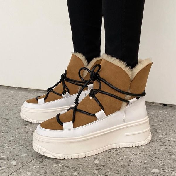 boots arrival 2021 trend woman snow women winter shoes genuine leather fur flat platform lace up warm plush cotton booties, Black
boots arrival 2021 trend woman snow women winter shoes genuine leather fur flat platform lace up warm plush cotton booties, Black
