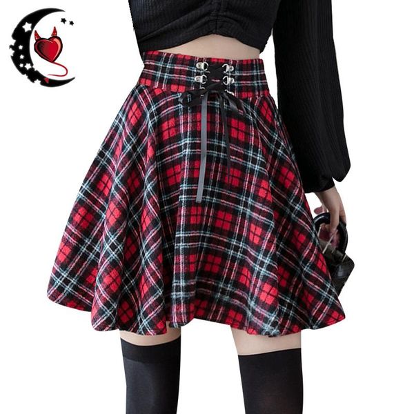 autumn winter women skirt harajuku gothic gray red green woolen plaid high waist lace up a-line mini short skirts streetwear, Black
autumn winter women skirt harajuku gothic gray red green woolen plaid high waist lace up a-line mini short skirts streetwear, Black