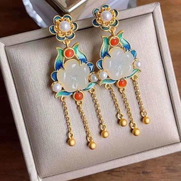 dangle & chandelier natural hetian white jade long tassel earrings chinese retro court style light luxury noble elegant women's silver
dangle & chandelier natural hetian white jade long tassel earrings chinese retro court style light luxury noble elegant women's silver