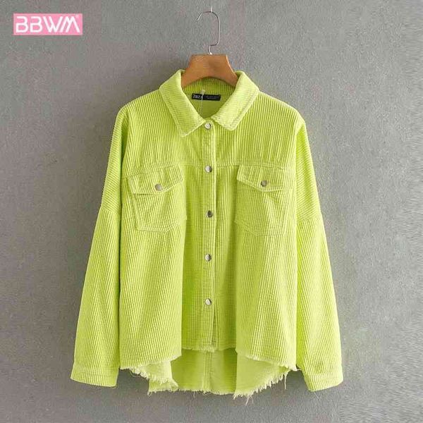 lapel long sleeve corduroy fluorescent green fresh loose chic female coat single-breasted sweet pocket women's jacket 210507, Black;brown
lapel long sleeve corduroy fluorescent green fresh loose chic female coat single-breasted sweet pocket women's jacket 210507, Black;brown