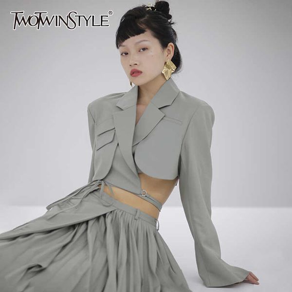 twotyle asymmetrical blazer women notched long sleeve slim waistless short irregular female clothing fashion 210930, White;black
twotyle asymmetrical blazer women notched long sleeve slim waistless short irregular female clothing fashion 210930, White;black
