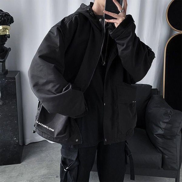 casual bomber jacket hooded letters men multi-pocket tactical hip-hop cargo high-tech clothing coat streetwear cardigan men's jackets, Black;brown
casual bomber jacket hooded letters men multi-pocket tactical hip-hop cargo high-tech clothing coat streetwear cardigan men's jackets, Black;brown
