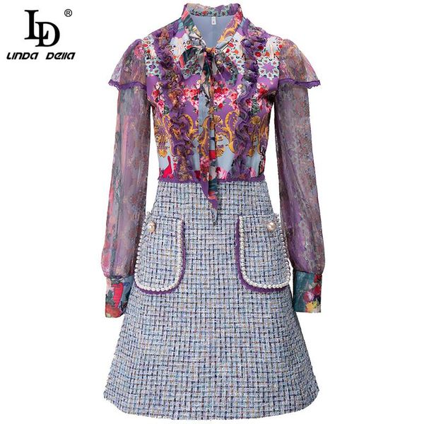 casual dresses ld linda della 2021 autumn fashion designer vintage dress women elegant bow tie floral print pocket tweed patchwork short, Black;gray
casual dresses ld linda della 2021 autumn fashion designer vintage dress women elegant bow tie floral print pocket tweed patchwork short, Black;gray