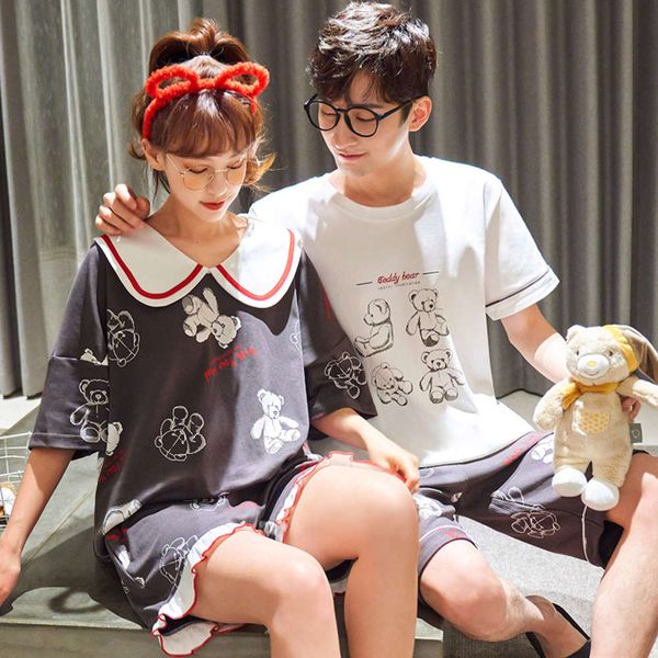 the neck lover around homewear summer cat plus size couple nightwear cute pop kraag cartoon bears print women's pajamas set, Black;brown
the neck lover around homewear summer cat plus size couple nightwear cute pop kraag cartoon bears print women's pajamas set, Black;brown