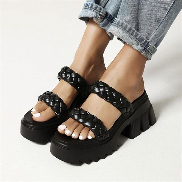 slippers pxelena punk thick sole platform summer women weaving chunky block high heels slides lady blue black gothic shoes 35-43
slippers pxelena punk thick sole platform summer women weaving chunky block high heels slides lady blue black gothic shoes 35-43