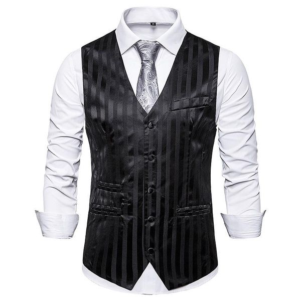 men's vests mens black striped suit vest chaleco hombre 2021 fashion brand wedding formal dress waistcoat men slim fit sleeveless, Black;white
men's vests mens black striped suit vest chaleco hombre 2021 fashion brand wedding formal dress waistcoat men slim fit sleeveless, Black;white