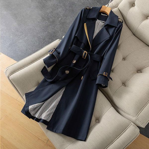 women's trench coats 2021 fashion elegant with belt autumn winter double breasted solid cloak female korean style high-end, Tan;black
women's trench coats 2021 fashion elegant with belt autumn winter double breasted solid cloak female korean style high-end, Tan;black