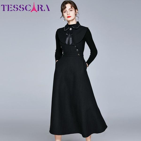 casual dresses tesscara women winter elegant wool blends dress festa long vintage party robe femme a-line designer black vestid, Black;gray
casual dresses tesscara women winter elegant wool blends dress festa long vintage party robe femme a-line designer black vestid, Black;gray