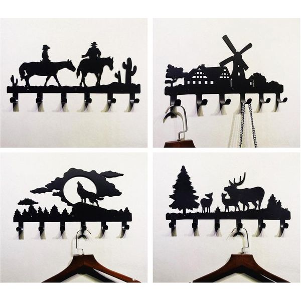hooks & rails decorative wall hook creative art silhouette metal mounted coat with 6 hangers for hat keychain storage f2
hooks & rails decorative wall hook creative art silhouette metal mounted coat with 6 hangers for hat keychain storage f2