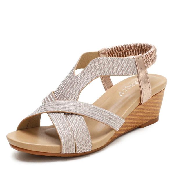 sandals open toe summer comfortable leisure vacation travel slope with round elastic band roman women, Black
sandals open toe summer comfortable leisure vacation travel slope with round elastic band roman women, Black