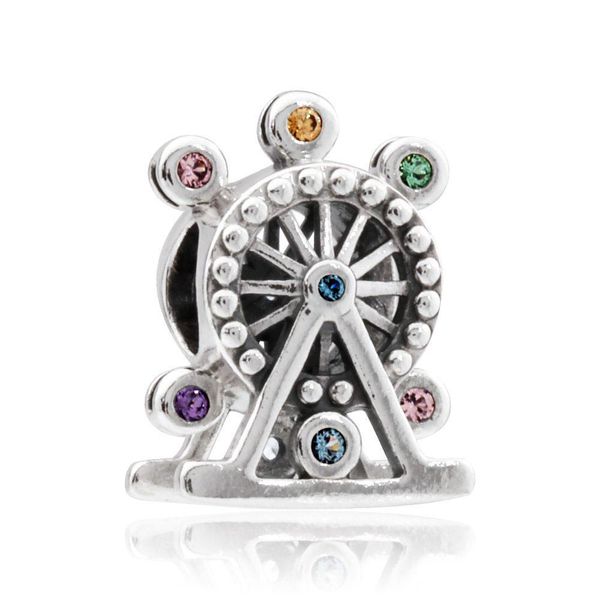 925 sterling silver ferris wheel charm bead with colorful cz for european jewelry charm bracelets, Black
925 sterling silver ferris wheel charm bead with colorful cz for european jewelry charm bracelets, Black