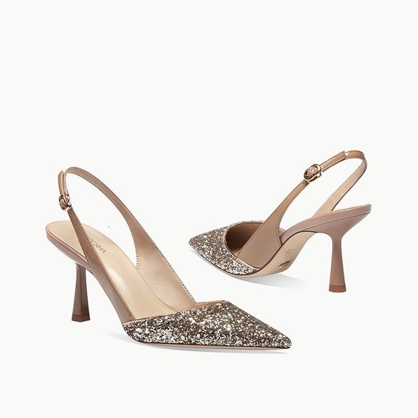 luxury dress shoes 2021 spring and summer sequin pointed button high heels color matching back empty thin heel baotou sandal's single s, Black
luxury dress shoes 2021 spring and summer sequin pointed button high heels color matching back empty thin heel baotou sandal's single s, Black