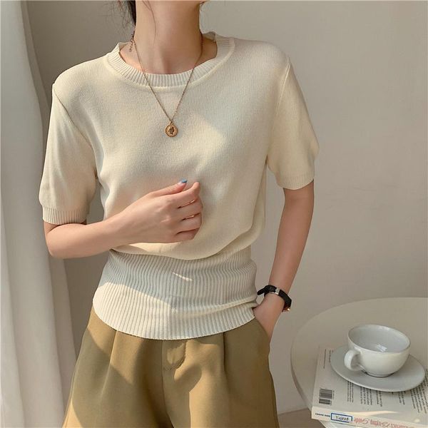 women's t-shirt hzirip korean solid color o neck all-match short-sleeved ladies 2021 elegant casual slim chic fashion gentle top, White
women's t-shirt hzirip korean solid color o neck all-match short-sleeved ladies 2021 elegant casual slim chic fashion gentle top, White
