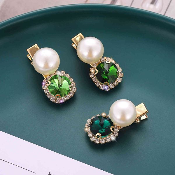 green hairpin light luxury diamond pearl clip women's net red edge clip duckbill clip headdress, Golden;silver
green hairpin light luxury diamond pearl clip women's net red edge clip duckbill clip headdress, Golden;silver