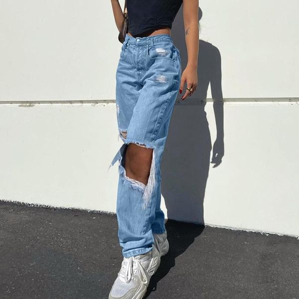 women's jeans baggy straight leg ripped for women fashion loose high streetwear waist pants hole boyfriend trousers, Blue
women's jeans baggy straight leg ripped for women fashion loose high streetwear waist pants hole boyfriend trousers, Blue