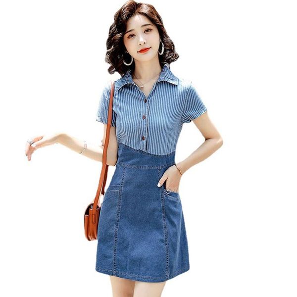 summer office lady blue stripped patchwork denim dress women lapel collar short sleeve a-line casual shirt dresses y046 party, White;black
summer office lady blue stripped patchwork denim dress women lapel collar short sleeve a-line casual shirt dresses y046 party, White;black