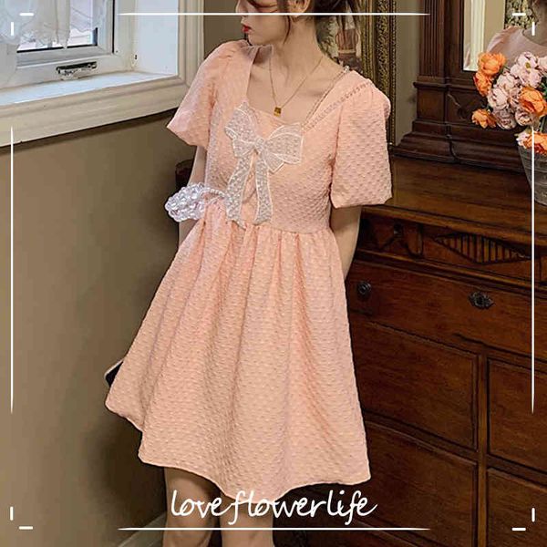 korean square collar elegant casual dress women short sleeve vintage dress party evening dress for female bow design summer 210521, Black;gray
korean square collar elegant casual dress women short sleeve vintage dress party evening dress for female bow design summer 210521, Black;gray
