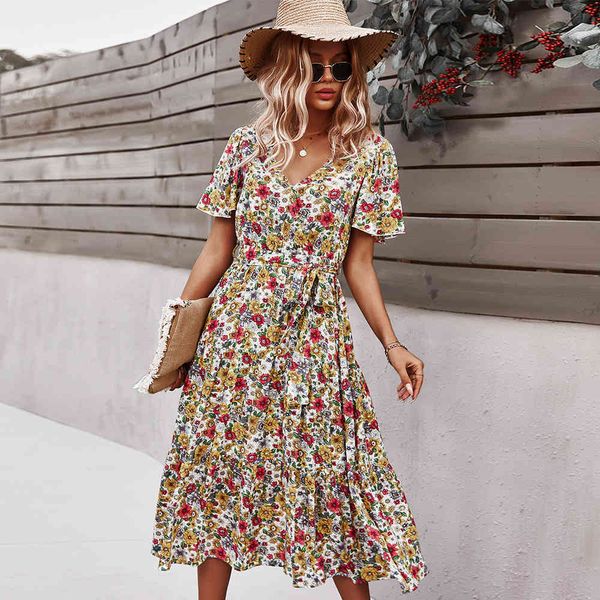 summer dress women short sleeve floral print casual high waist v neck vintage for woman bohemian holiday 210521, Black;gray
summer dress women short sleeve floral print casual high waist v neck vintage for woman bohemian holiday 210521, Black;gray