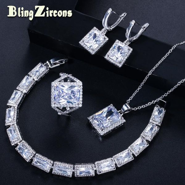 earrings & necklace beaqueen square princess cut clear cubic zircon stone wedding bracelet ring set women party jewelry js144, Silver
earrings & necklace beaqueen square princess cut clear cubic zircon stone wedding bracelet ring set women party jewelry js144, Silver