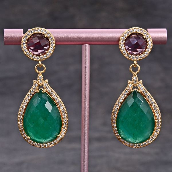 guaiguai jewelry green jade teardrop crystal cz pave earrings for women real gems stone lady fashion jewellry, Silver
guaiguai jewelry green jade teardrop crystal cz pave earrings for women real gems stone lady fashion jewellry, Silver