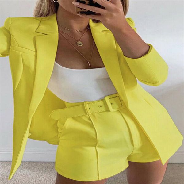 two piece dress trendy women clothes basic long sleeve turn-down collar cardigan coat slim solid shorts 2pc polyester casual outfits, White
two piece dress trendy women clothes basic long sleeve turn-down collar cardigan coat slim solid shorts 2pc polyester casual outfits, White