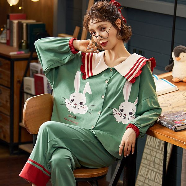 autumn pajama set womens cotton long sleeve cardigan sleepwear loose large size women homewear cute cartoon women pajamas, Black;red
autumn pajama set womens cotton long sleeve cardigan sleepwear loose large size women homewear cute cartoon women pajamas, Black;red